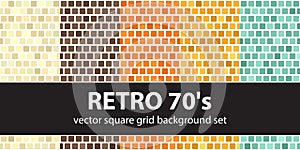 Square pattern set Retro 70s. Vector seamless tile backgrounds