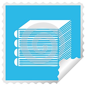 square peeling sticker cartoon stack of books