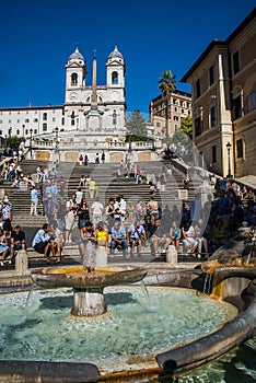 Square Piazza di Spagna, Fountain Fontana della Barcaccia in Rome