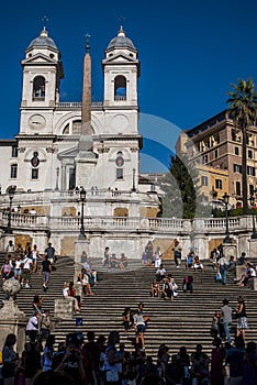 Square Piazza di Spagna, Fountain Fontana della Barcaccia in Rome