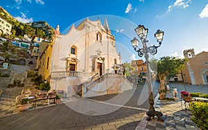 Square Piazza IX Aprile in Taormina, Sicily, Italy