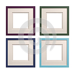 Square picture frames mauve, green, blue, cyan with card insert,