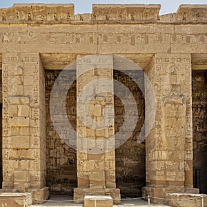 Square Pillars in the 2nd court of the Mortuary Temple of Ramesses III in Medina Habu.