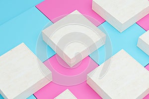 Square platform with solid color background, 3d rendering