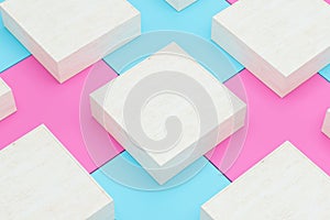 Square platform with solid color background, 3d rendering