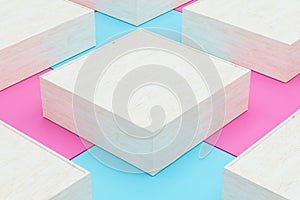 Square platform with solid color background, 3d rendering