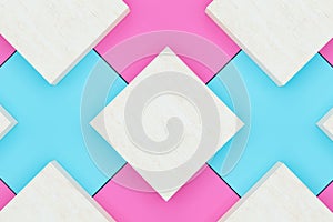 Square platform with solid color background, 3d rendering