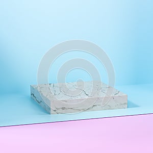 Square platform with solid color background, 3d rendering