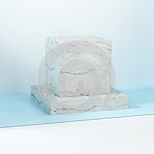 Square platform with solid color background, 3d rendering