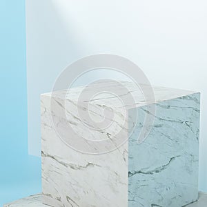 Square platform with solid color background, 3d rendering