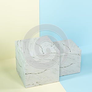 Square platform with solid color background, 3d rendering