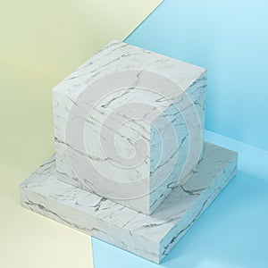 Square platform with solid color background, 3d rendering