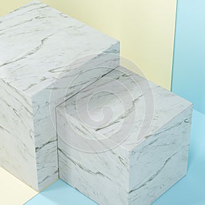 Square platform with solid color background, 3d rendering