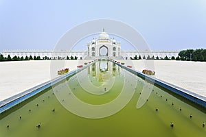 Square with pond in front of Mosque at Hui Cultural Center in Yinchuan, Ningxia Province, China