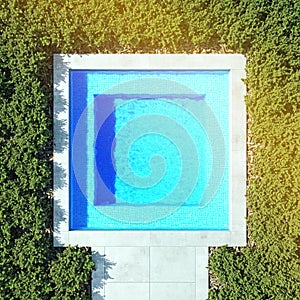 Square pool. top view 3d rendering