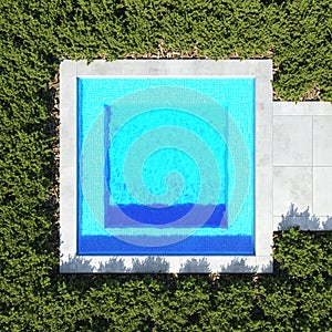 Square pool. top view 3d rendering