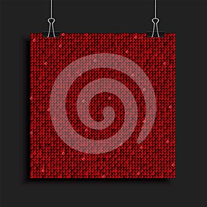 Square poster made red sequins or glitters