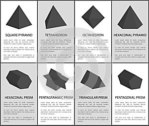 Square Pyramid and Octahedron Black Prisms Set