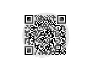 A square qr code with alignment markers and a black and white pattern