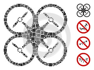 Square Quadcopter Icon Vector Mosaic