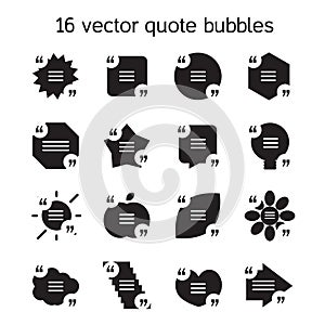 Square quote text bubbles set
