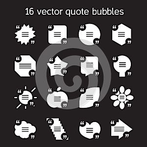 Square quote text bubbles set