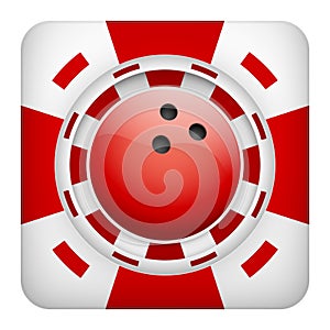 Square red casino chips of bowling sports betting