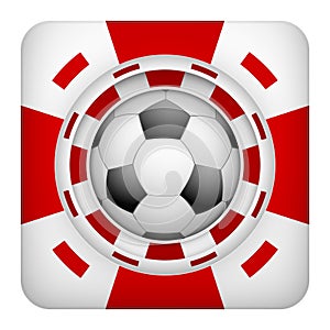 Square red casino chips of soccer sports betting photo