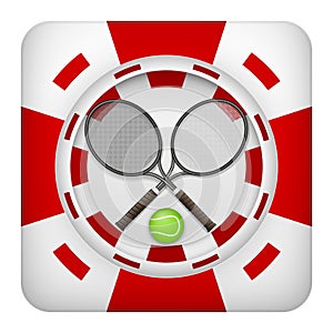 Square red casino chips of tennis sports betting