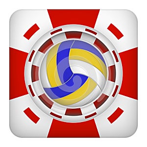 Square red casino chips of volleyball sports betting