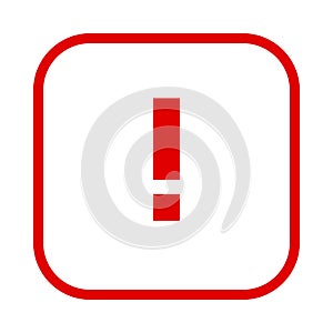 Square red exclamation point line icon, button, attention symbol on white background
