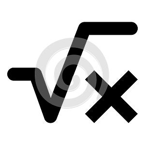 Square root of x axis icon black color illustration flat style simple image