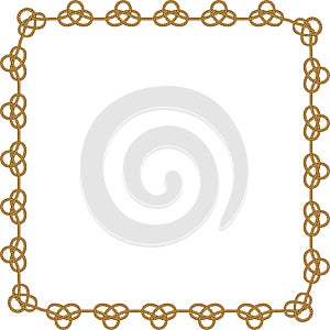 Square rope frame isolated on white background. Twisted cord.