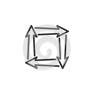 Square rotation arrows line icon