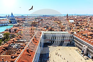 Square San Marco and aerial view on Venice, Italy