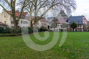 Square Schlossplatz in front of the Schlosskirche in Meisenheim