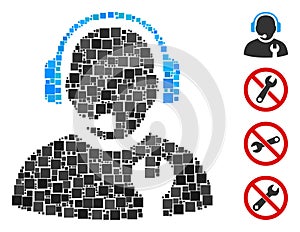 Square Service Operator Icon Vector Mosaic