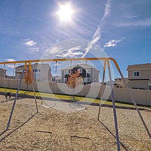 Square Set of A-frame swings on a kids playground