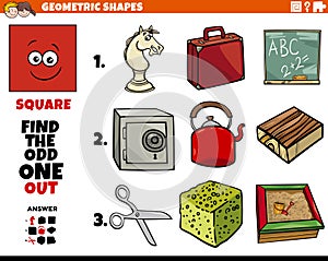 Square shape educational odd one out task for kids