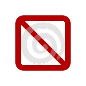 Square shaped forbidden sign. Rectangular prohibition sign. No symbol isolated on white. Vector illustration photo