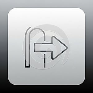 A square sign with a white gradient background displays a black line icon representing