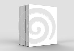 Square slipcase book mock up isolated on soft gray background. 3