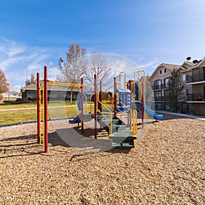 Square Small kids playground in an urban park