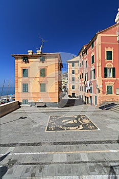 Square in Sori, Liguria, Italy