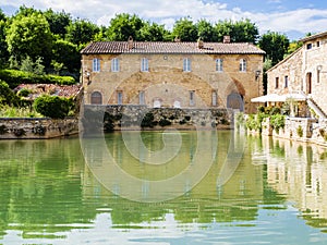 Square of Sources in Bagno Vignoni, medieval village in Tuscany, Italy