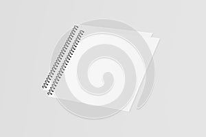 Square Spiral Notebook Notepad White Blank 3D Rendering Mockup