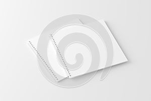 Square Spiral Notebook Notepad White Blank 3D Rendering Mockup