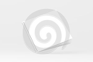 Square Spiral Notebook Notepad White Blank 3D Rendering Mockup