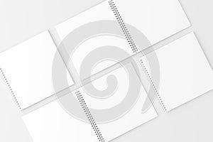 Square Spiral Notebook Notepad White Blank 3D Rendering Mockup