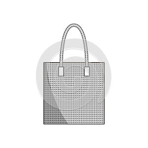 Square straw tote bag in black, isolated on white background